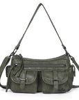 Leopard-Print Multi-Pocket Baguette Shoulder Bag