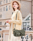Leopard-Print Multi-Pocket Baguette Shoulder Bag