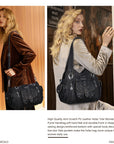 Soft-Structured Biker Shoulder Bag with Curved Panels