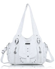Soft-Structured Biker Shoulder Bag with Curved Panels