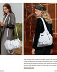 Soft-Structured Biker Shoulder Bag with Curved Panels