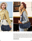 Soft-Structured Biker Shoulder Bag with Curved Panels