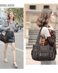 Vintage Multi-Pocket Crescent Hobo Bag