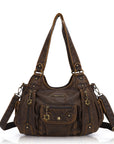 Vintage Multi-Pocket Crescent Hobo Bag