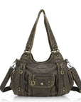 Vintage Multi-Pocket Crescent Hobo Bag