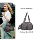 Biker Studded Multi-Pocket Satchel Shoulder Bag