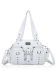 Biker Studded Multi-Pocket Satchel Shoulder Bag