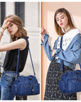 Biker Studded Multi-Pocket Satchel Shoulder Bag