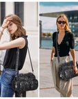 Biker Studded Multi-Pocket Satchel Shoulder Bag