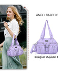 Biker Studded Multi-Pocket Satchel Shoulder Bag