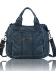 Vintage Washed PU Front-Pocket Satchel Bag