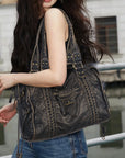 Vintage Large-Capacity Multi-Pocket Shoulder Tote Bag