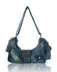 Studded Buckle Hobo Shoulder Bag