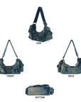 Studded Buckle Hobo Shoulder Bag