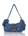 Studded Buckle Hobo Shoulder Bag
