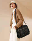 Vintage Utility Multi-Pocket Shoulder Tote Bag