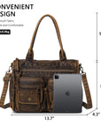 Vintage Utility Multi-Pocket Shoulder Tote Bag