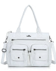 Vintage Utility Multi-Pocket Shoulder Tote Bag