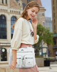 Vintage Utility Multi-Pocket Shoulder Tote Bag