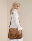 Vintage Utility Multi-Pocket Shoulder Tote Bag