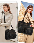 Vintage Utility Multi-Pocket Shoulder Tote Bag