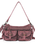Leopard-Print Multi-Pocket Baguette Shoulder Bag