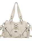 Moto Lace-Up Convertible Shoulder Tote Bag