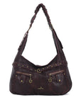 Large Studded Utility Hobo Shoulder Bag