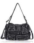 Washed Denim Y2K Multi-Pocket Tote Bag