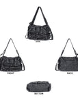 Washed Denim Y2K Multi-Pocket Tote Bag