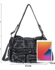 Washed Denim Y2K Multi-Pocket Tote Bag