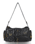 Layered-Pocket Utility Satchel Shoulder Bag