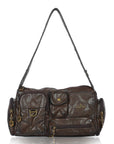 Layered-Pocket Utility Satchel Shoulder Bag