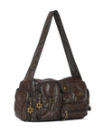 Layered-Pocket Utility Satchel Shoulder Bag