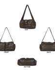Layered-Pocket Utility Satchel Shoulder Bag