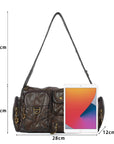 Layered-Pocket Utility Satchel Shoulder Bag