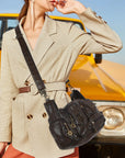 Layered-Pocket Utility Satchel Shoulder Bag