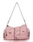 Layered-Pocket Utility Satchel Shoulder Bag