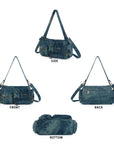 Layered-Pocket Utility Satchel Shoulder Bag