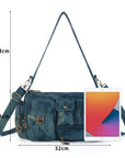 Layered-Pocket Utility Satchel Shoulder Bag