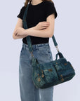 Layered-Pocket Utility Satchel Shoulder Bag