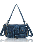Layered-Pocket Utility Satchel Shoulder Bag