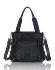Washed Denim Studded Shoulder Bag