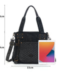 Washed Denim Studded Shoulder Bag