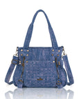 Washed Denim Studded Shoulder Bag