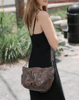 Vintage Studded Multi-Pocket Crescent Hobo Shoulder Bag