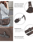 Vintage Studded Multi-Pocket Crescent Hobo Shoulder Bag