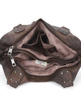 Vintage Studded Multi-Pocket Crescent Hobo Shoulder Bag