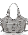 Vintage Studded Multi-Pocket Crescent Hobo Shoulder Bag