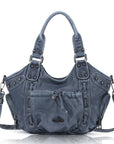 Vintage Studded Multi-Pocket Crescent Hobo Shoulder Bag